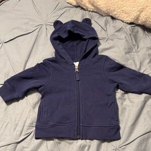 Hanna Andersson Navy Blue Baby Hoodie with Bear Ears 6-12M